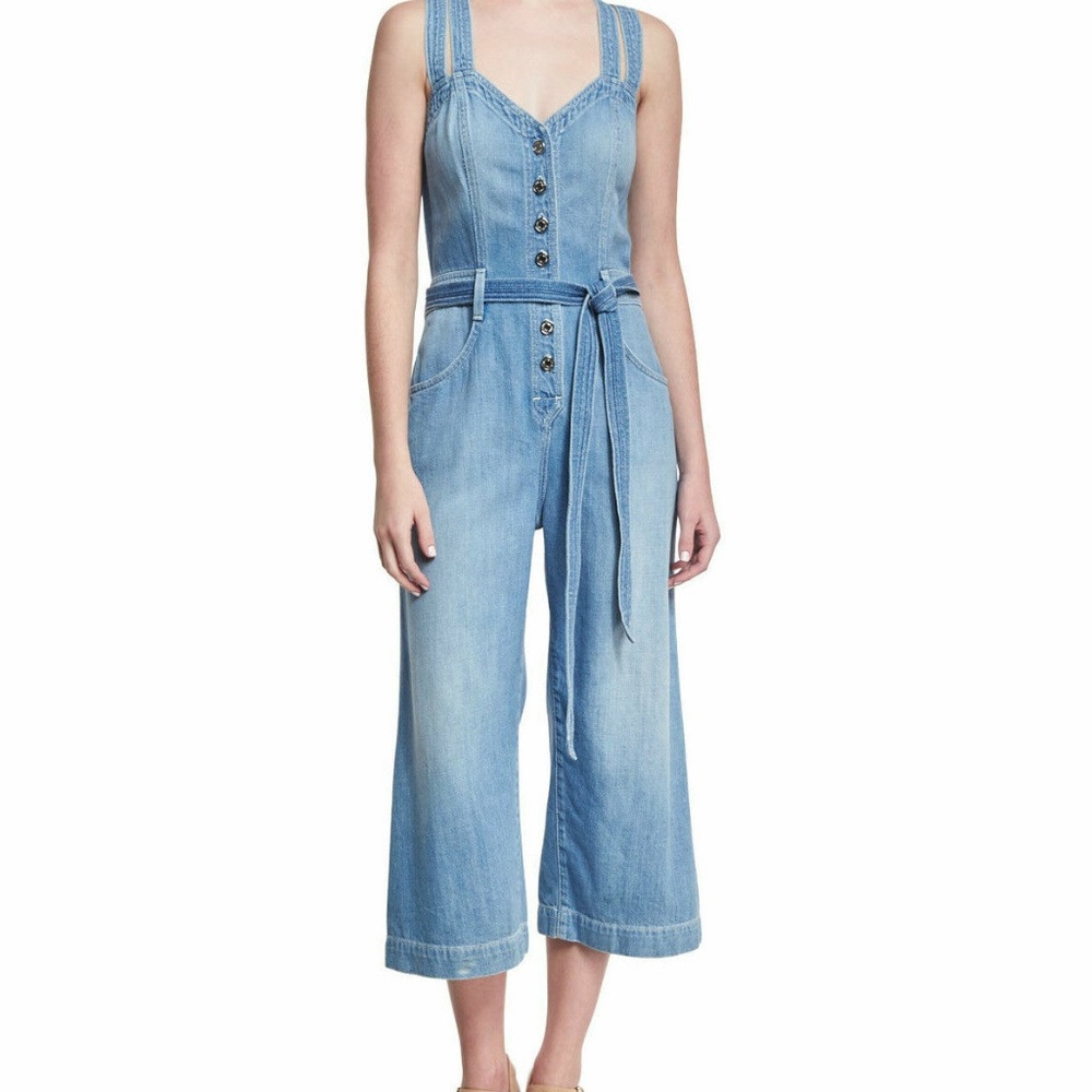 7 For All Mankind Women's Sleeveless Cropped Denim Jumpsuit Size 26 NWT